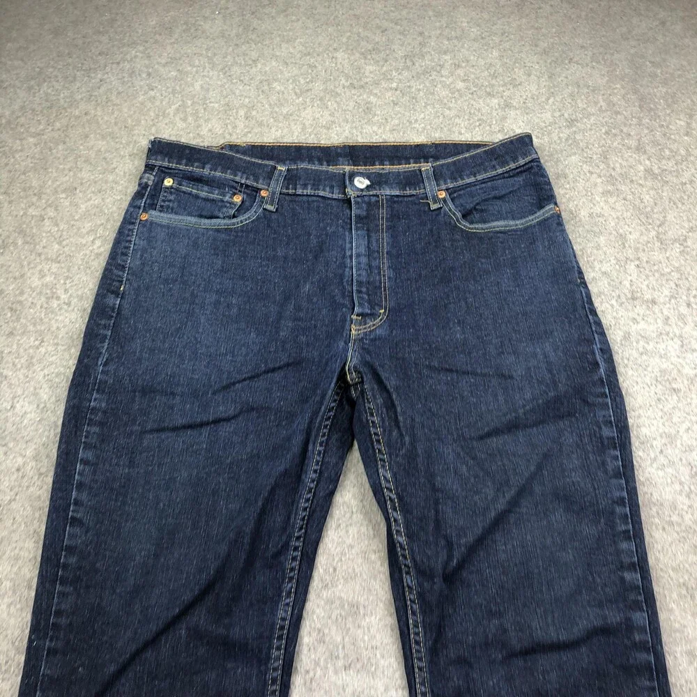 Levis 514 Jeans Mens 38x30 Blue Dark Wash Regular Straight Denim Pants Casual